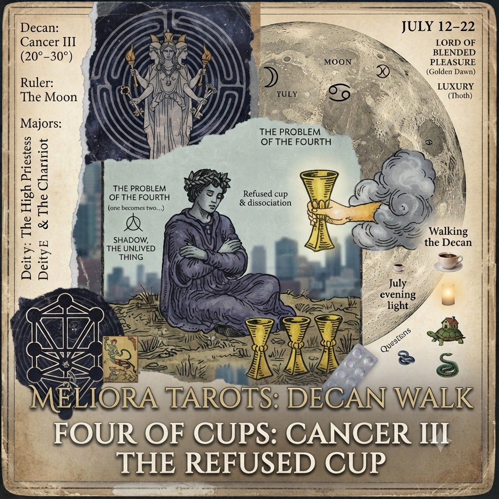 Decan Walk: Cancer III – 4 of Cups Tarot